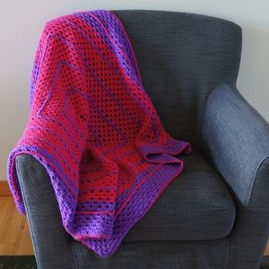 Pink and Purple Sparkle Crocheted Granny Square Child/Baby Blanket